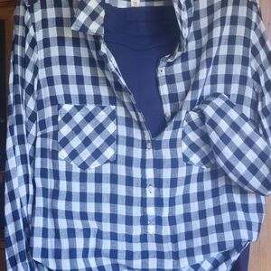 Merona Navy and White Plaid Button-Down Shirt